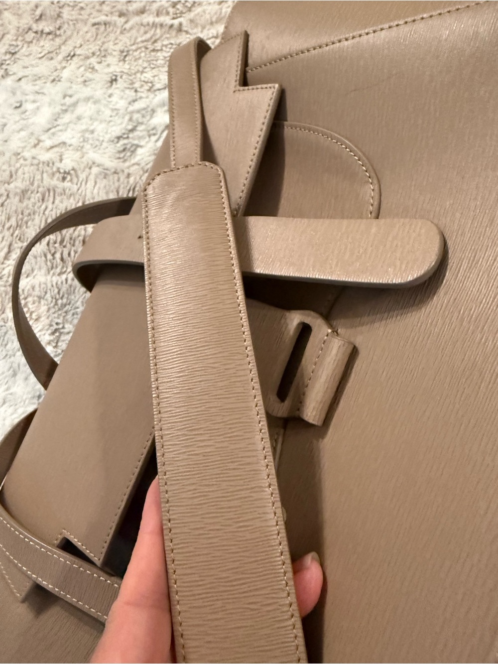 Senreve Maestra Mimosa Latte Gold Taupe Structured Leather Work School Bag - Picture 15 of 16